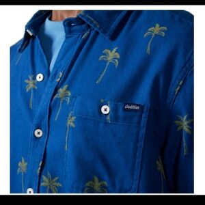 NWT Men's CHUBBIES Blue Palm Tree Print Men's Shirt, Large Retails $65
